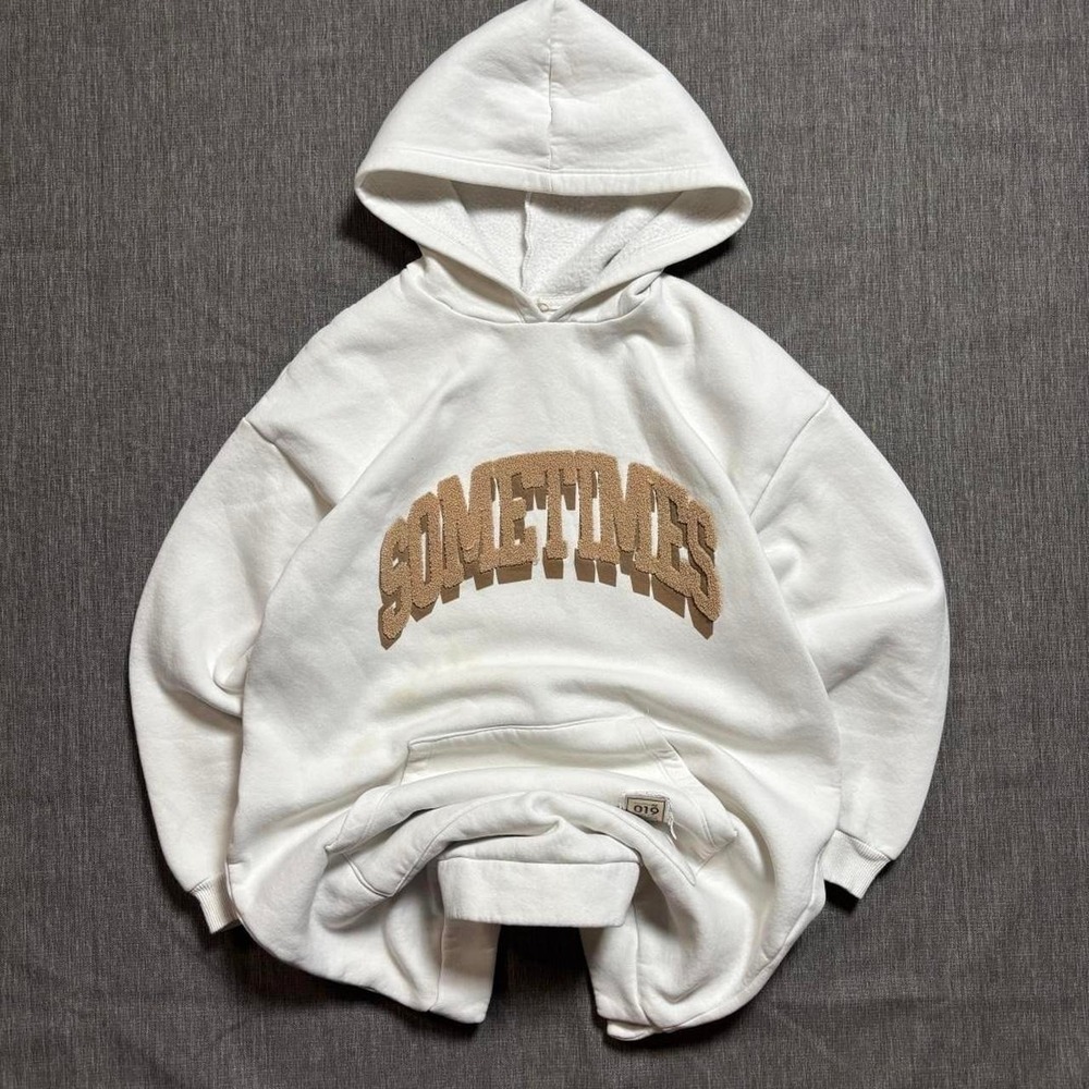 White Casual Sometimes Graphic Hoodie